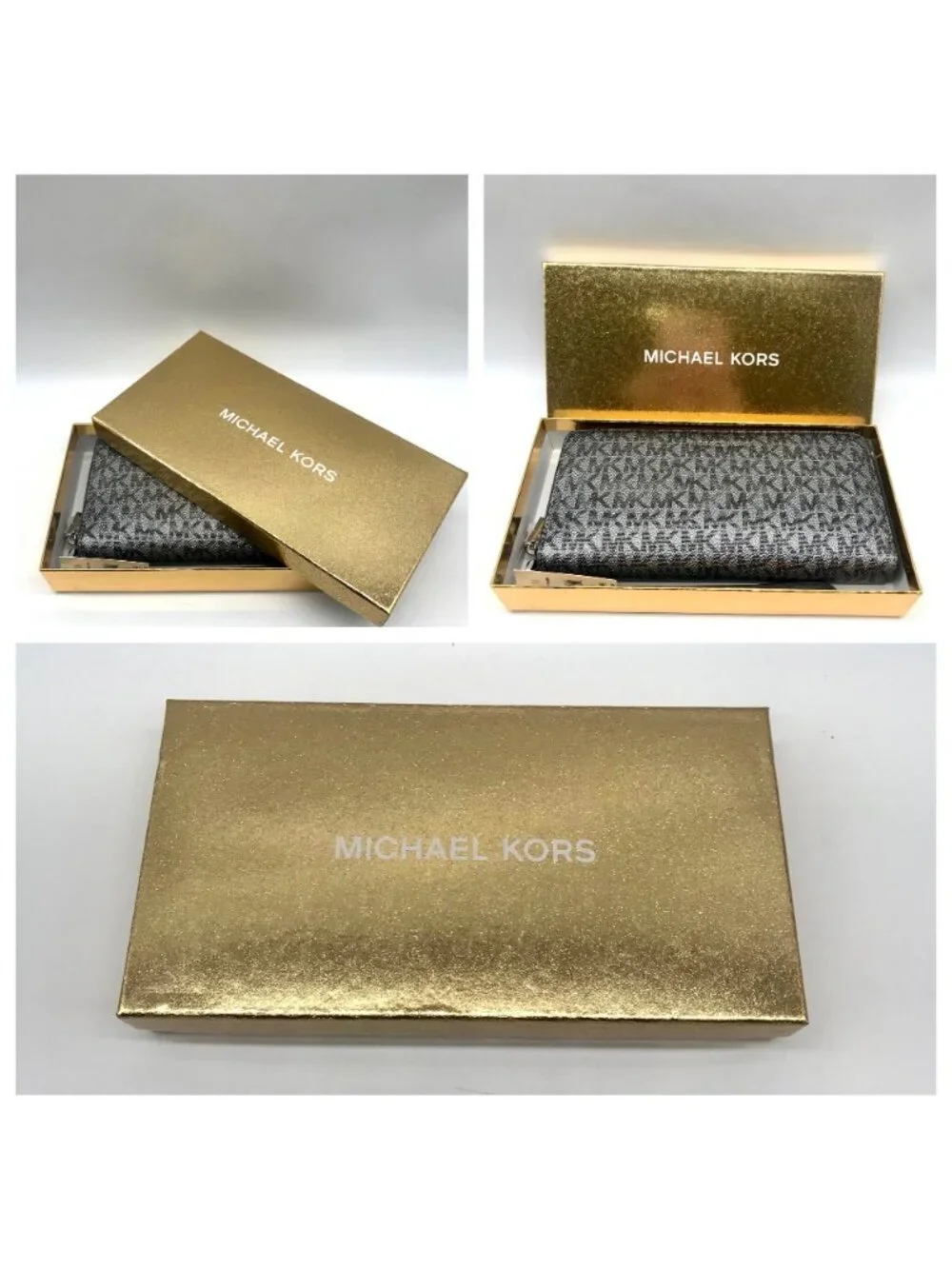 Michael Kors Dark Silver Monogram Jet Set Wristlet